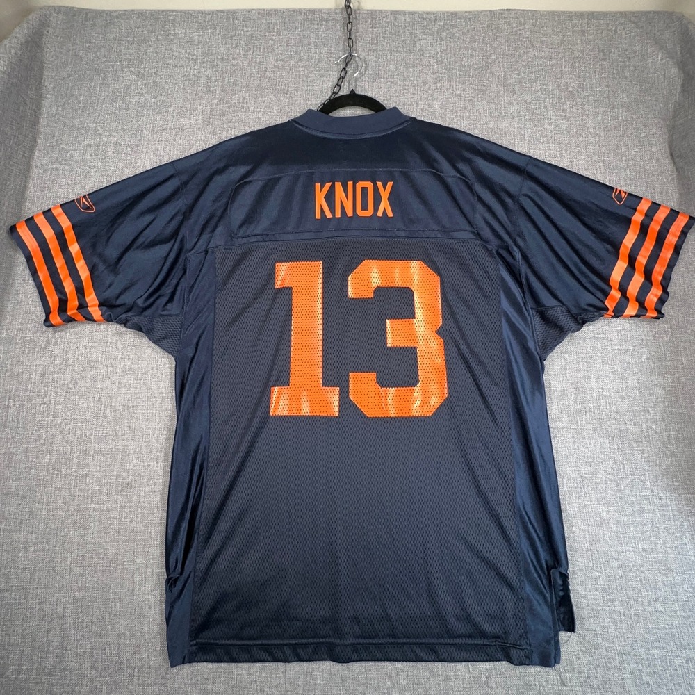 Vintage Reebok Chicago Bears Football Jersey Mens L Navy Blue Johnny Knox 13 NFL